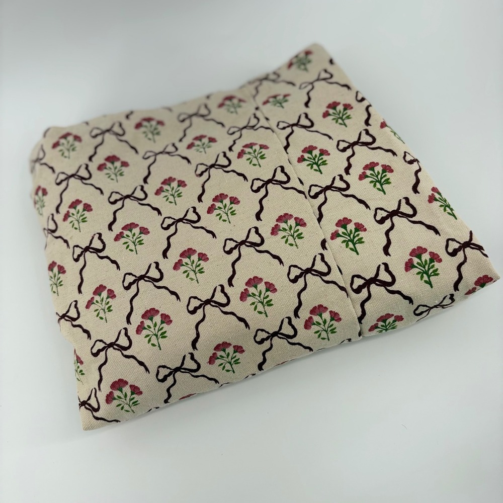 Victorian Floral Bow Canvas Tote Bag NWT Cream Burgundy Large‎ Eco Friendly